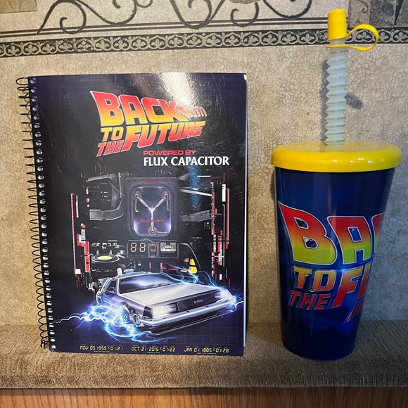 Back to the Future Flux Capacitor Spiral Notebook and Plastic Drinking Cup - Picture 2 of 6